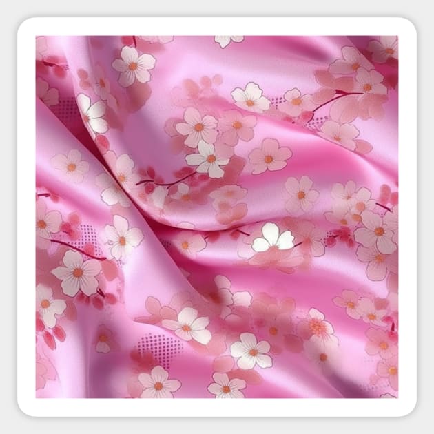 Cherry Blossom Silk: A Soft and Elegant Fabric Pattern for Fashion and Home Decor #3 Sticker by AntielARt